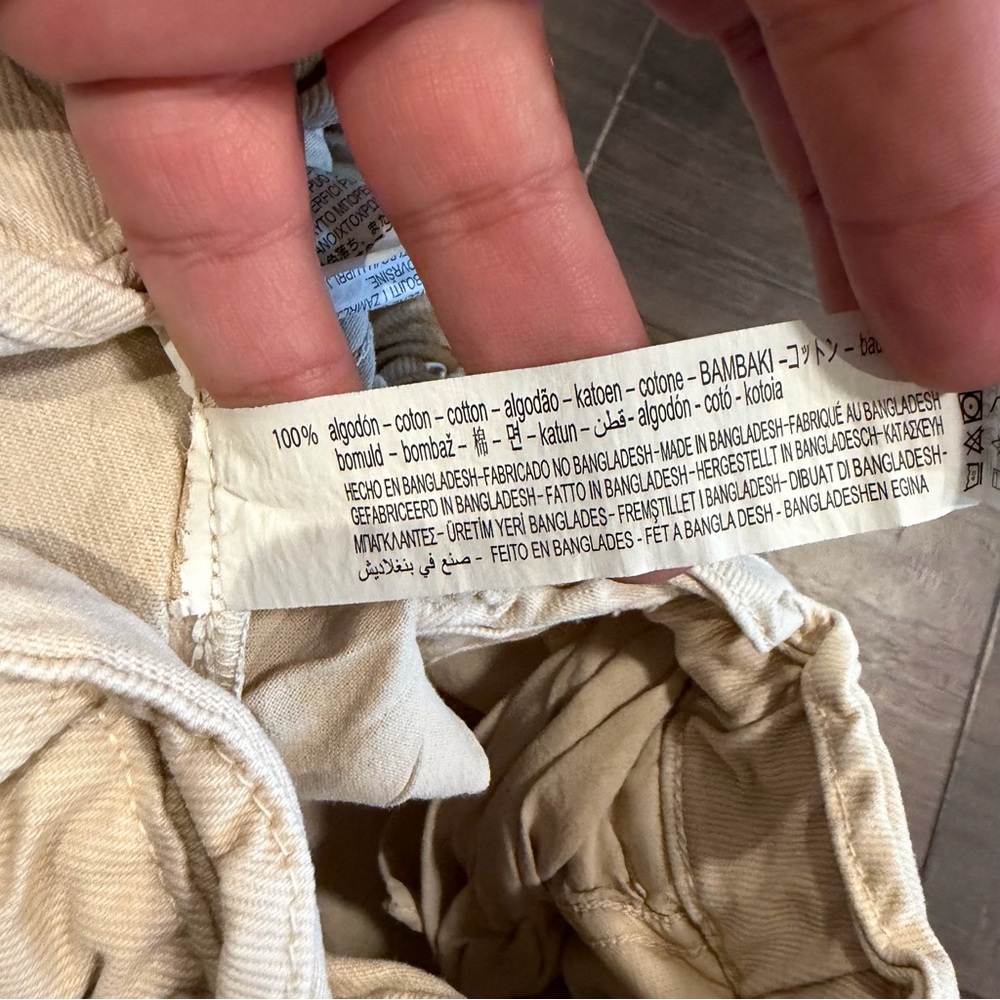 Zara Paperbag Waist Shorts Beige Khaki Size 2 - Picture 6 of 7